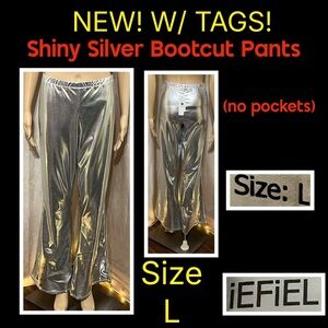Size L- Shiny Silver Bootcut Pants